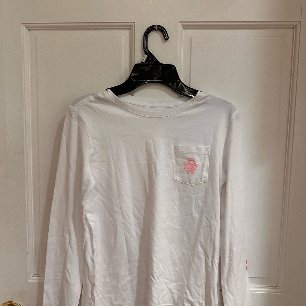 Vineyard Vines White and Pink Long Sleeve Tee